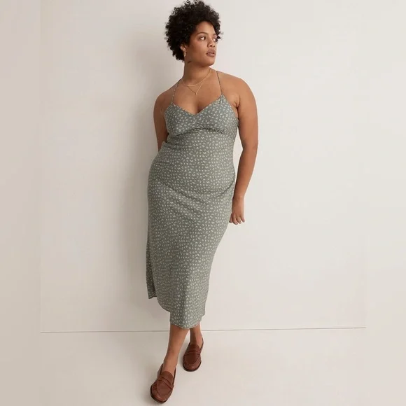 NWT Madewell The Layton Midi Slip Dress in Bitsy Bouquet, size 14, NK420